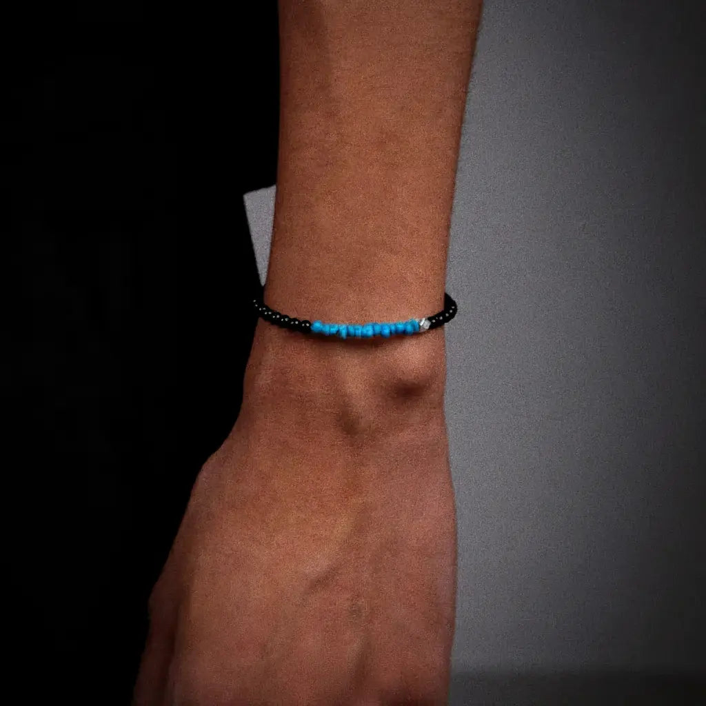 Turquoise agate beaded bracelet, ethnic jewelry for men and women for beloved, ethnic style