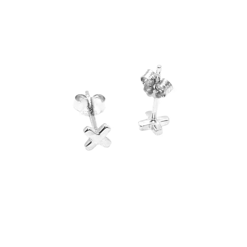 Glossy small trend universal earrings with letters for men and women, silver 925 sample