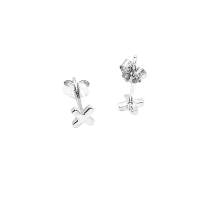 Glossy small trend universal earrings with letters for men and women, silver 925 sample