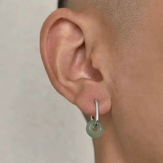 S925 Sterling Silver Rectangular Jade Earrings - Unisex Light Luxury Trend Style