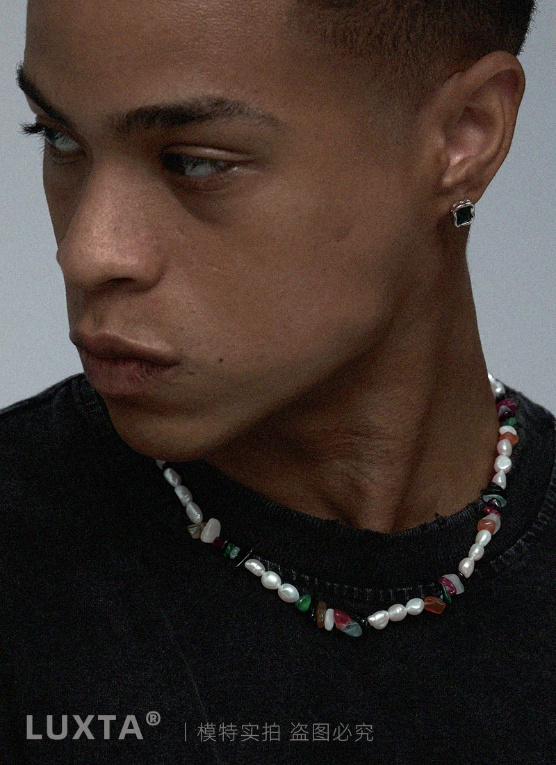 Genuine organic necklace from pearl hip-hop style, chain for key bag  for men and women