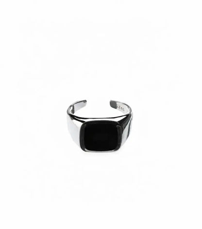 Black fashionable ring hip-hop style for men and women, 925 sample silver, silver 925 sample, European style, simple and elegant design
