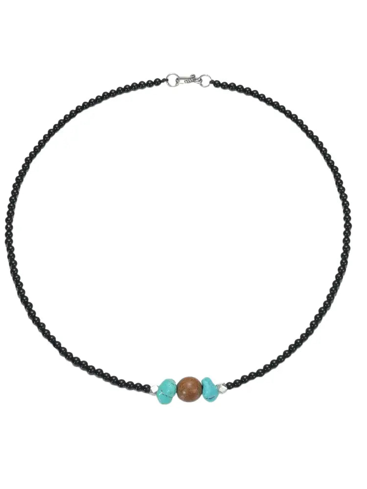 Retro turquoise natural ore, necklace sandalwood, agate chain for key bag , Chinese style