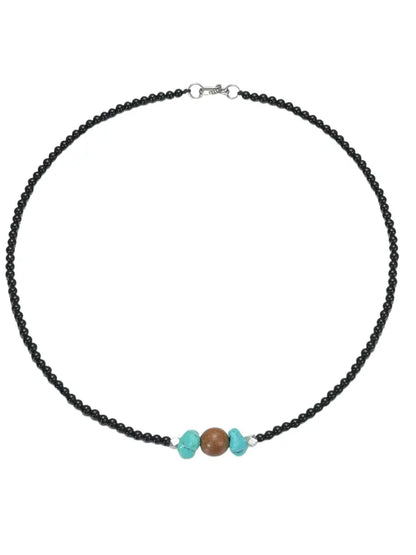 Retro turquoise natural ore, necklace sandalwood, agate chain for key bag , Chinese style