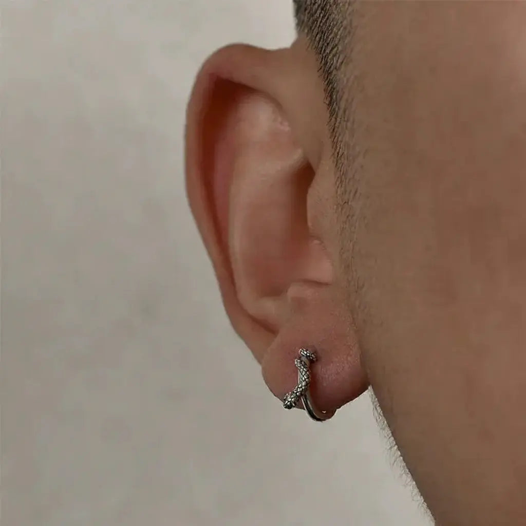 TWO LEAVES 925 Sterling Silver Snake Coil Ear Cuff - Retro Street Style Unisex