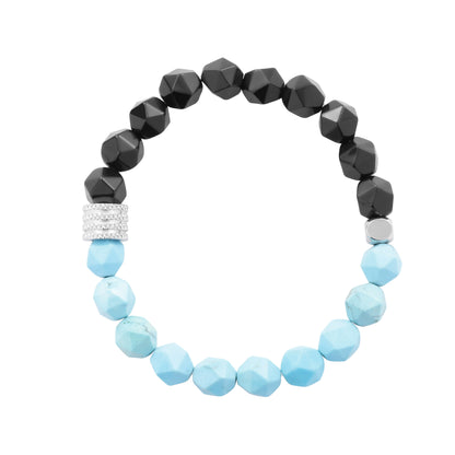 Turquoise universal bracelet natural stone, elastic strap for men and women for beloved