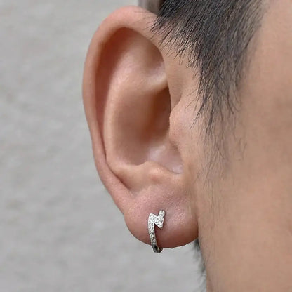 Universal earrings for men and women, fashionable zirconium, silver 925 sample, city style