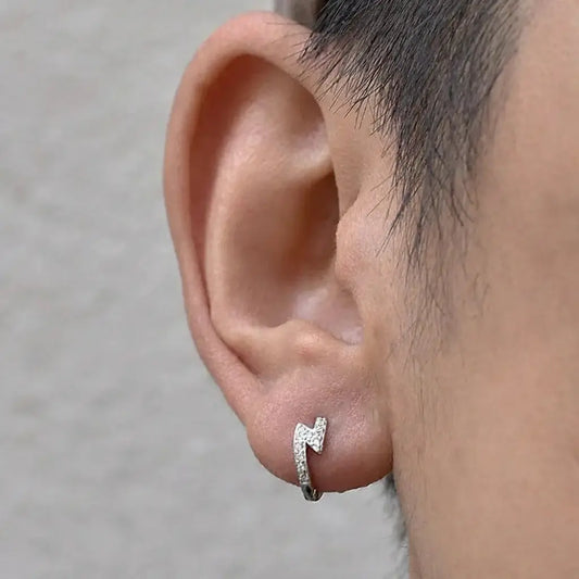 Universal earrings for men and women, fashionable zirconium, silver 925 sample, city style