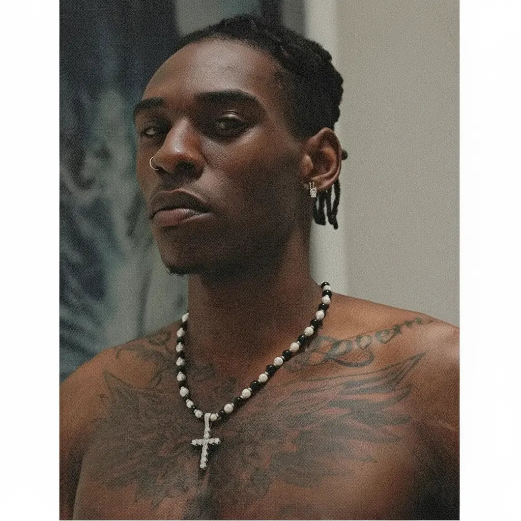 Genuine retro necklace from pearl for men and women hip-hop style, European style