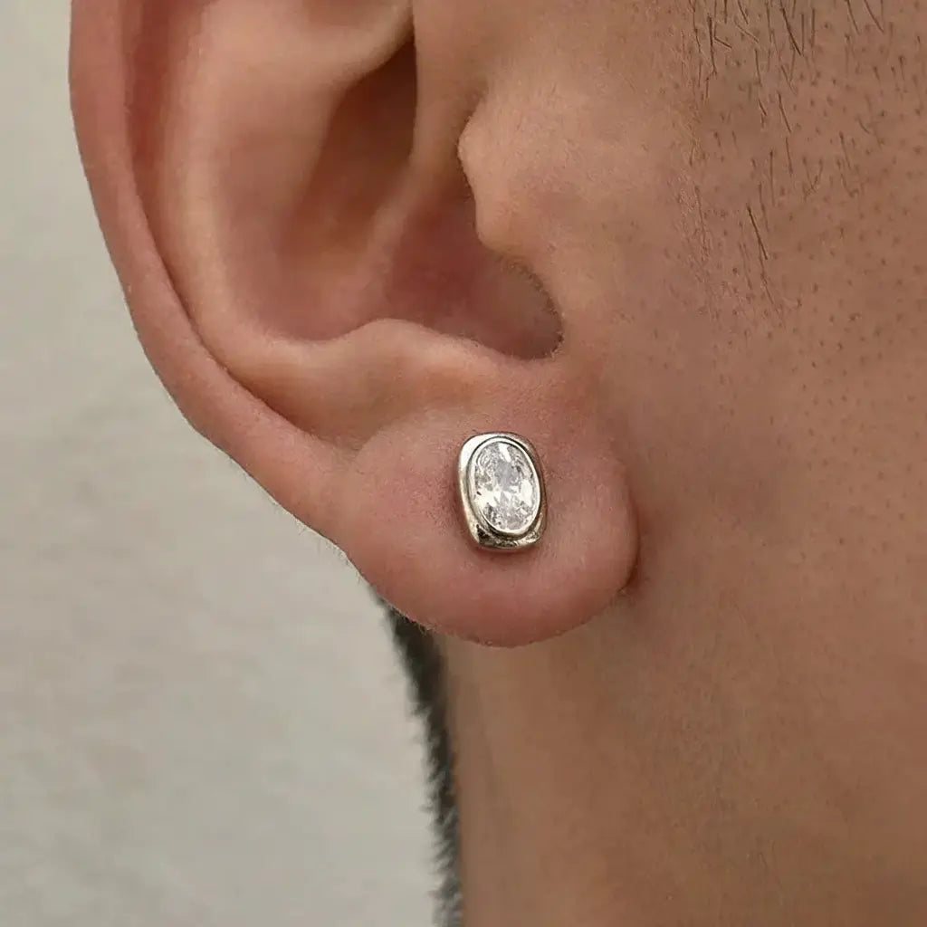 S925 Sterling Silver Rectangular Zircon Stud Earrings: Unisex, Light Luxury Trend