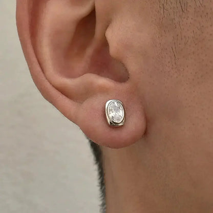 S925 Sterling Silver Rectangular Zircon Stud Earrings: Unisex, Light Luxury Trend