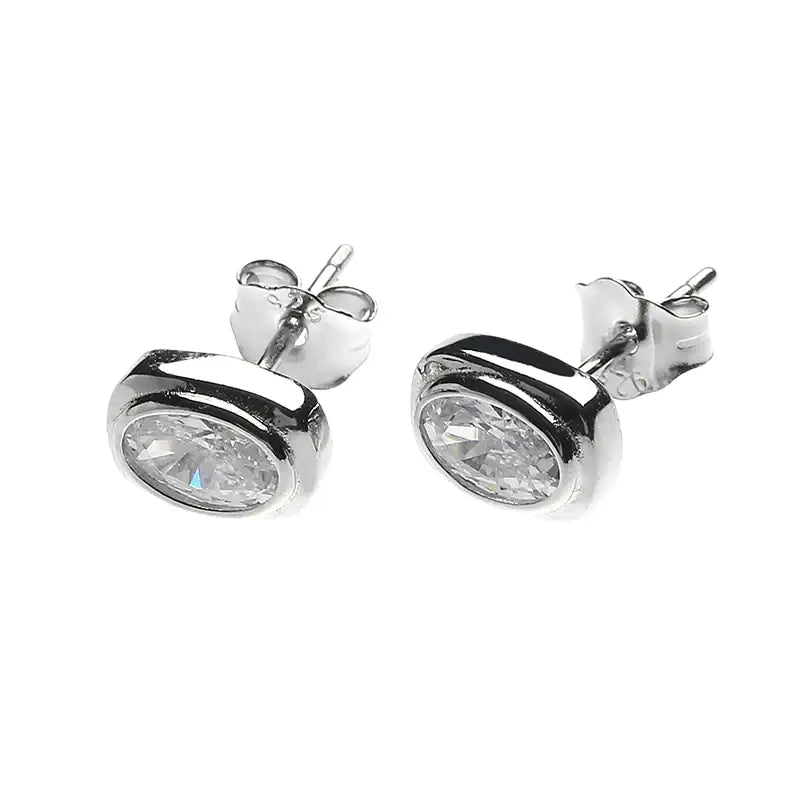 S925 Sterling Silver Rectangular Zircon Stud Earrings: Unisex, Light Luxury Trend