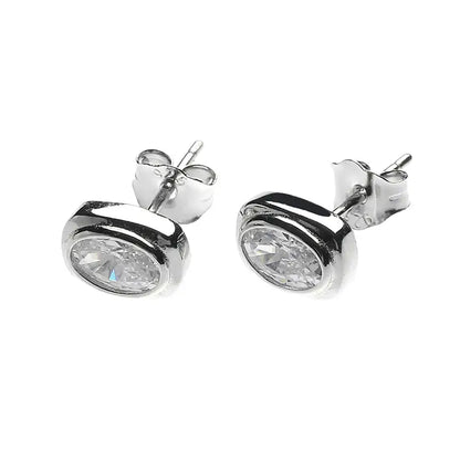 Rectangular zirconium, trend earrings for men and women, silver 925 sample, light luxury style