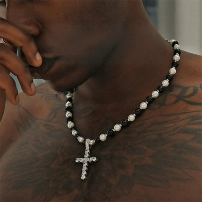 Genuine retro necklace from pearl for men and women hip-hop style, European style