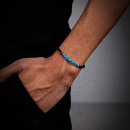 Turquoise agate beaded bracelet, ethnic jewelry for men and women for beloved, ethnic style