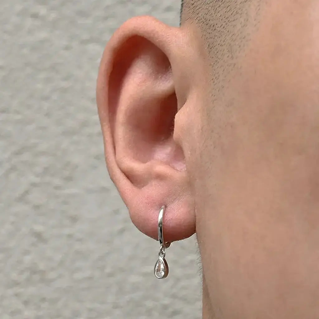 Silver washing, pendant, universal trend earrings for men and women, zirconium, silver 925 sample, light luxury style