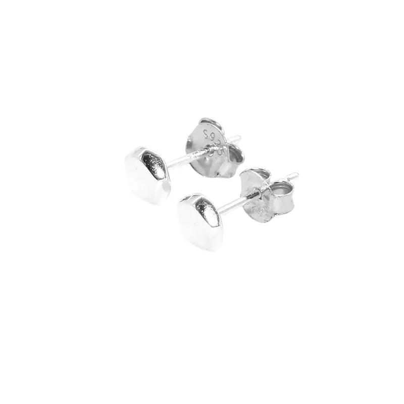 S925 Sterling Silver Pentagon Stud Earrings – Unisex Modern Minimalist Geometric Design