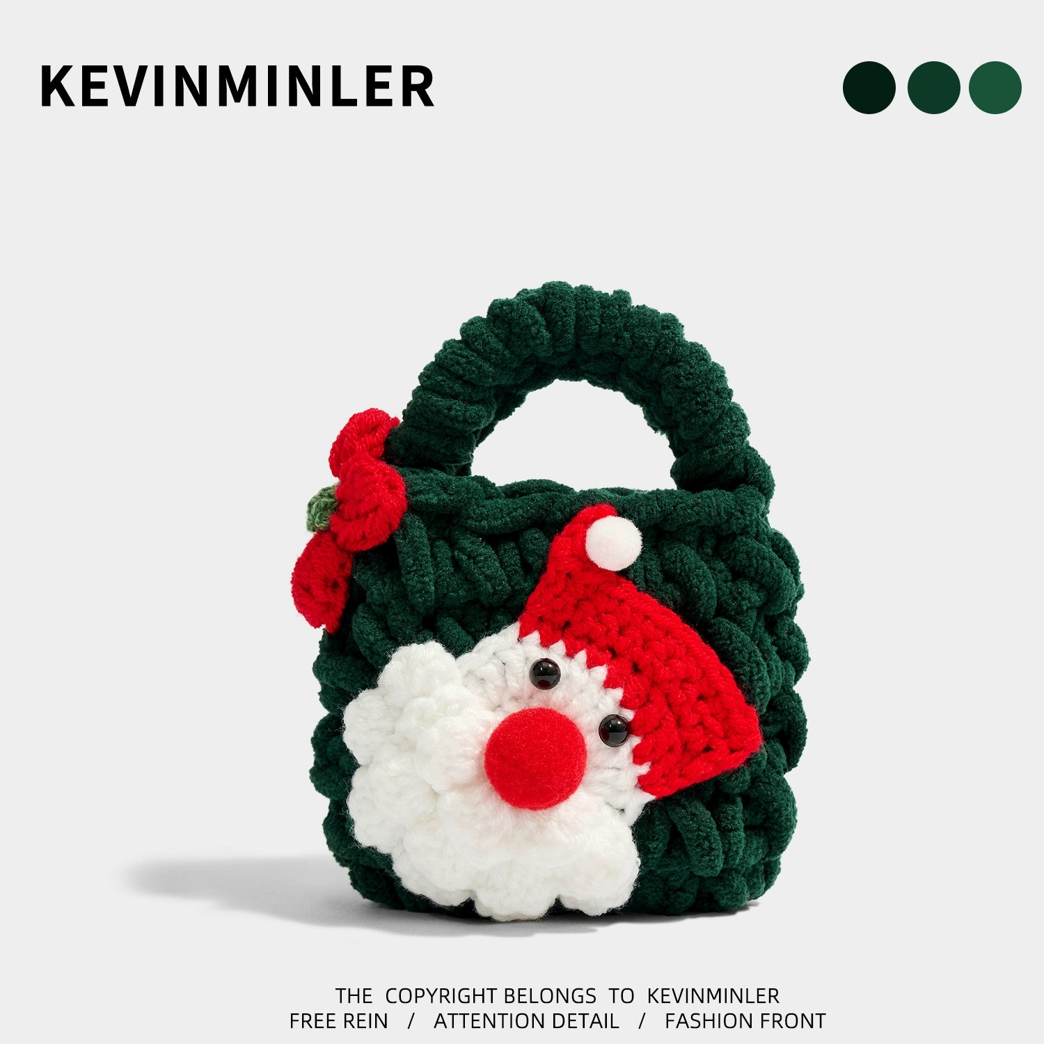 Charming KEVINMINLER Knitted Santa Christmas Pendant Bag, Coin Purse, Earphone Holder Gift