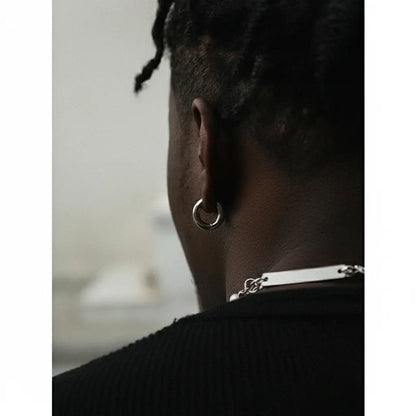 LUXTA Minimalistic trend earrings hip-hop style for men and women, silver 925 sample, European style