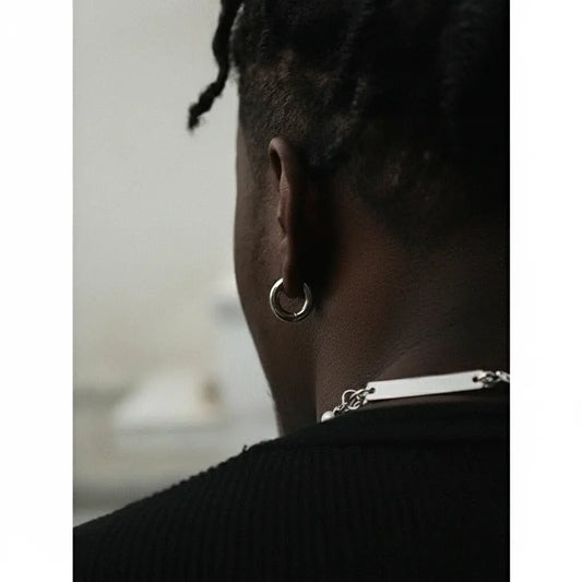 LUXTA Minimalistic trend earrings hip-hop style for men and women, silver 925 sample, European style