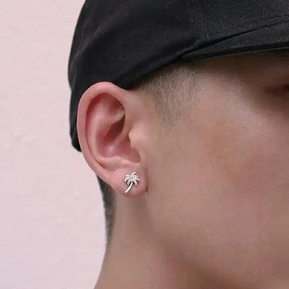 Two Leaves S925 Coconut Trees Hip Hiphop Hiphop Diamond Men and Women's Tide Street Simple