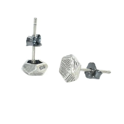 S925 Sterling Silver Matte Pentagonal Hip-Hop Street Earrings for Men Women