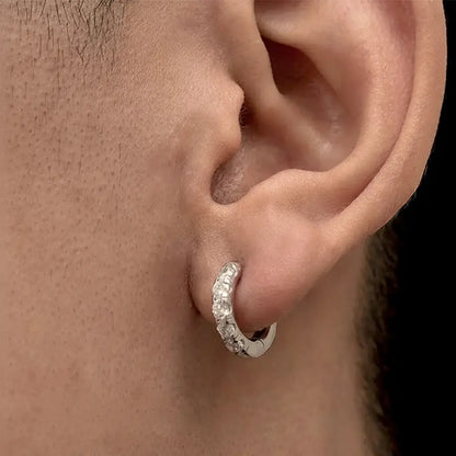 Luxurious 925 Sterling Silver Zircon Hip-Hop Style Stud Earrings for Men