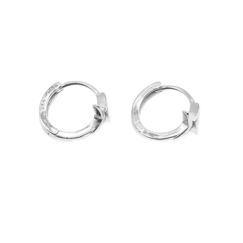 S925 Sterling Silver Star Huggie Hoop Earrings - Unisex Lightweight Fashion Jewelry