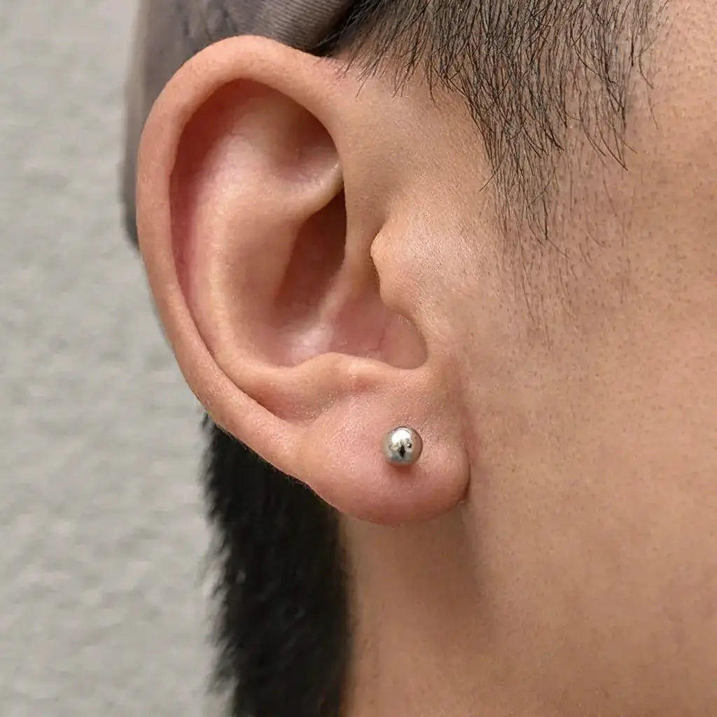 Dainty 925 Sterling Silver Round Bead Stud Earrings Unisex Minimalist Versatile Jewelry