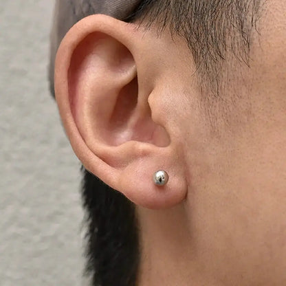 Dainty 925 Sterling Silver Round Bead Stud Earrings Unisex Minimalist Versatile Jewelry