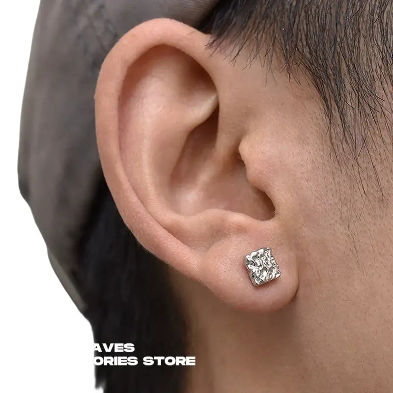 Square trend earrings for men and women, silver 925 sample, high-quality style, light luxury style