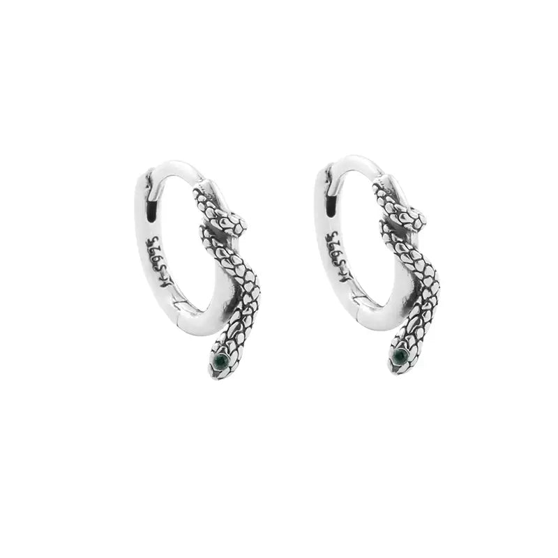 TWO LEAVES 925 Sterling Silver Snake Coil Ear Cuff - Retro Street Style Unisex