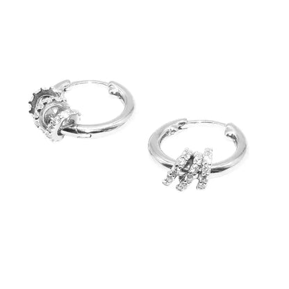 S925 Sterling Silver Diamond Hoop Earrings - Unisex Hip Hop Removable Style