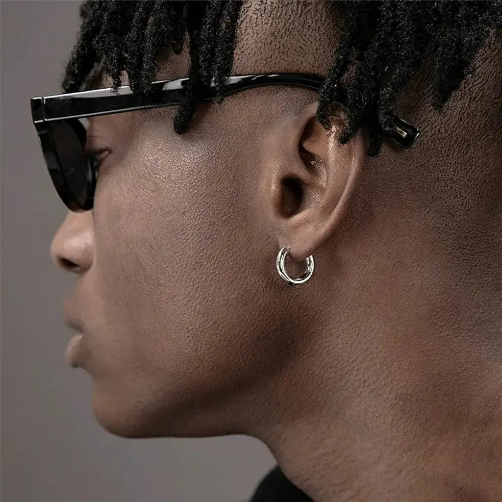 Bold 3.3mm S925 Sterling Silver Hip-Hop Hoop Earrings, Unisex Style