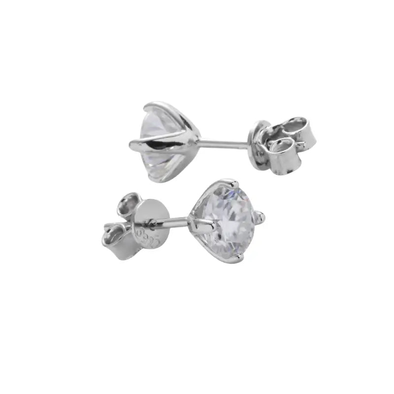 Universal earrings for men and women hip-hop style, silver 925 sample, 1 carat