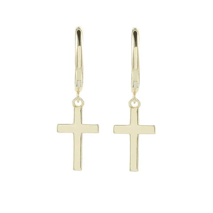 S925 Sterling Silver Minimalist Bright Cross Huggie Hoops - Unisex Trendy Earrings