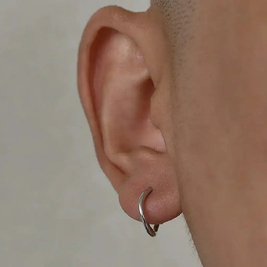 S925 Sterling Silver Wavy Hoop Earrings: Minimalist Unisex Design for Modern Style