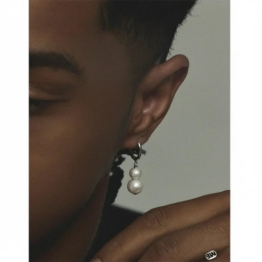 Organic trend earrings from pearl hip-hop style, 925 sample silver, silver 925 sample, high-quality style