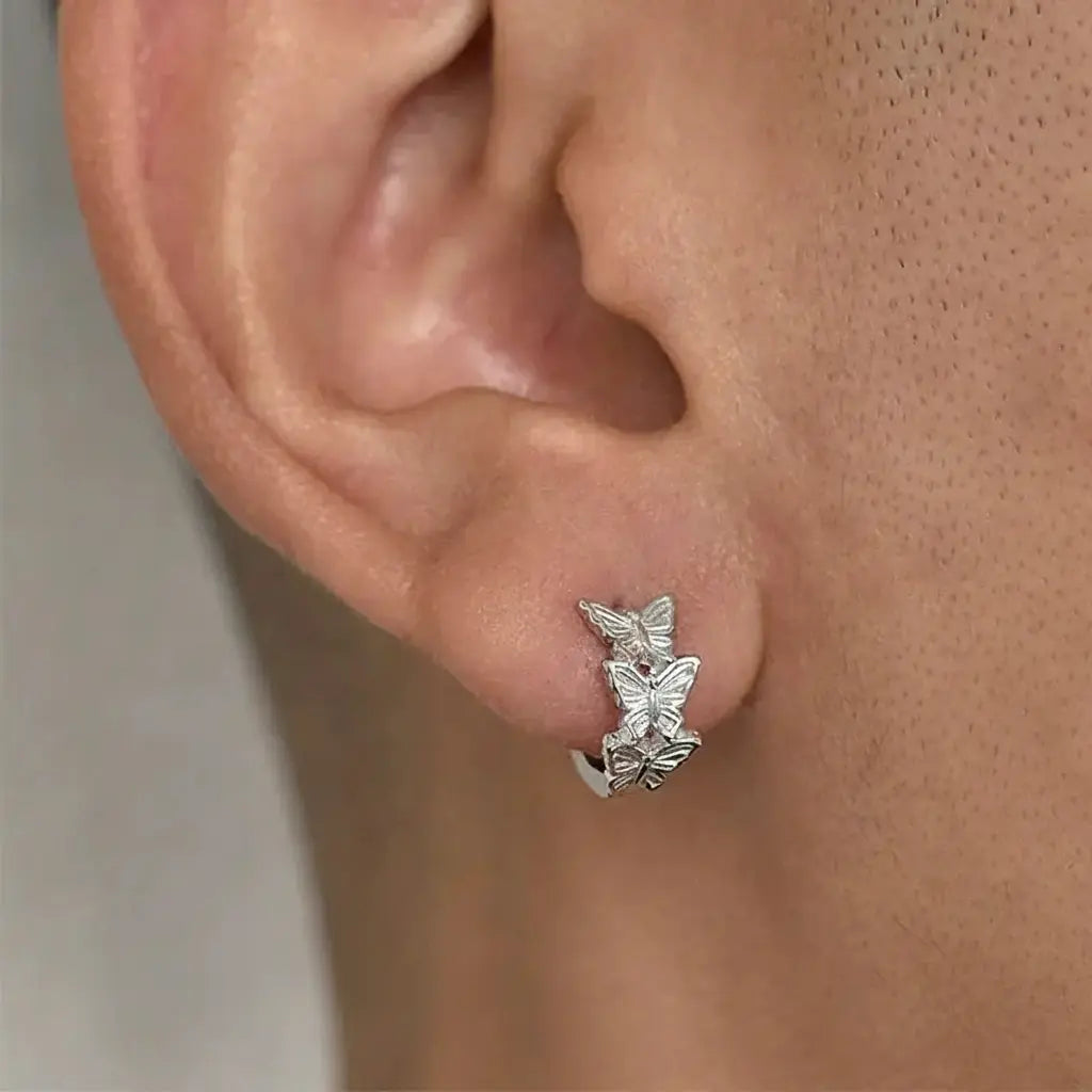 S925 Sterling Silver Butterfly Hoop Earrings - Trendy Light Luxury Unisex Design