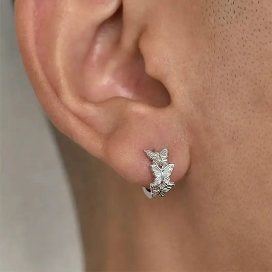 S925 Sterling Silver Butterfly Hoop Earrings - Trendy Light Luxury Unisex Design