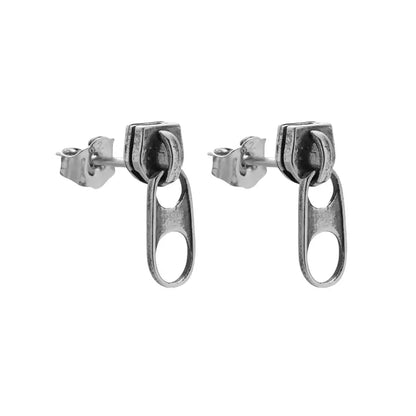 Retro universal earrings with zipper for men and women, silver 925 sample