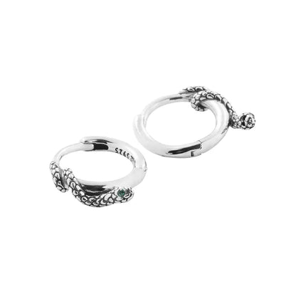 TWO LEAVES 925 Sterling Silver Snake Coil Ear Cuff - Retro Street Style Unisex