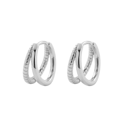 S925 Sterling Silver Double Layer Hoop Earrings - Unisex Trendy Light Luxury