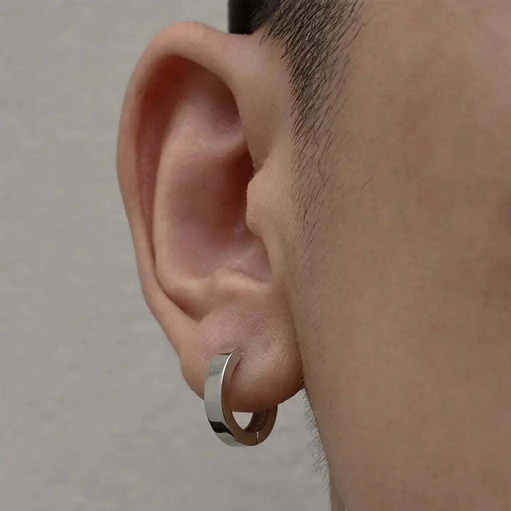 Minimalistic glossy universal earrings hip-hop style for men and women