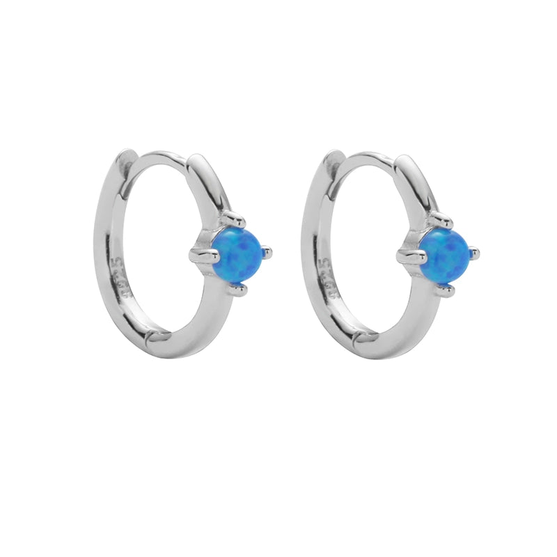 S925 Sterling Silver Blue Opal Leaf Stud Earrings for Men & Women – Trendy Niche Design
