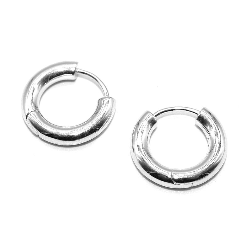 Bold 3.3mm S925 Sterling Silver Hip-Hop Hoop Earrings, Unisex Style