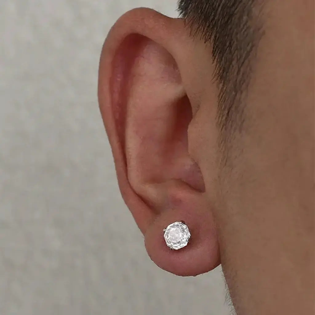 S925 Sterling Silver Rose Cut Zirconia Stud Earrings - Unisex Trend-Forward Design