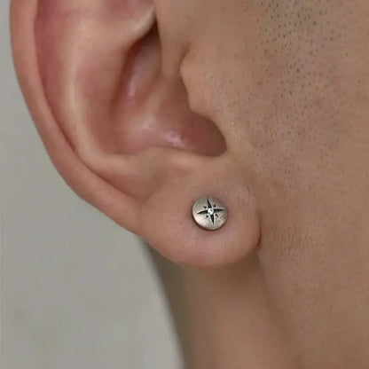 Bold Retro S925 Sterling Silver Cross Stud Earrings - Unisex Inlaid Zircon 6mm