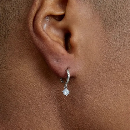 S925 Sterling Silver Zirconia Pendant Hoop Earrings - European Street Style