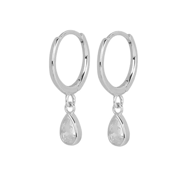 Silver washing, pendant, universal trend earrings for men and women, zirconium, silver 925 sample, light luxury style